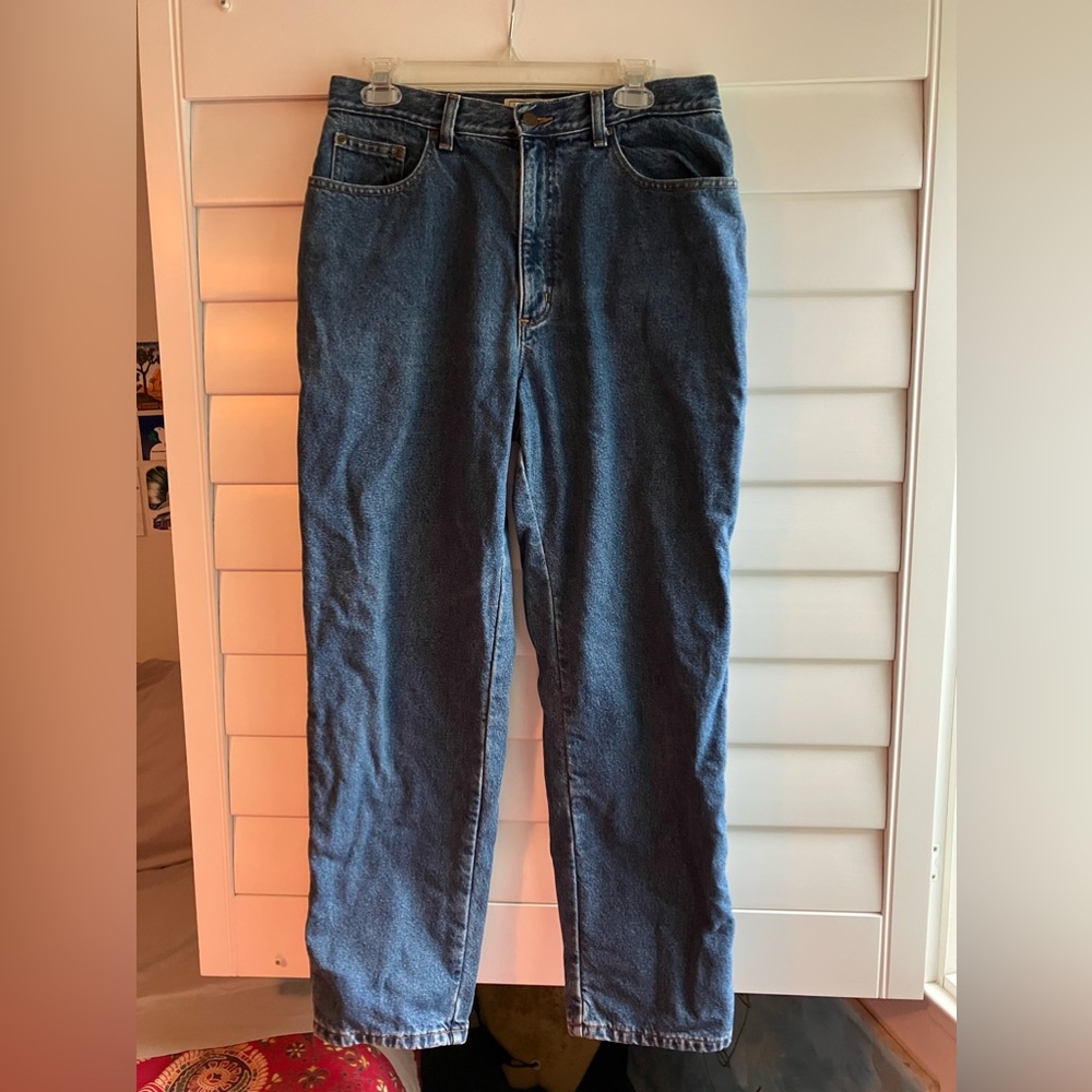 Women's Double L® Jeans, Relaxed Comfort Waist Flannel-Lined - size 14 regular